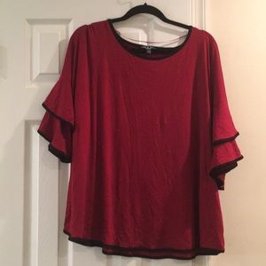 New red ruffles bell shirt sleeve